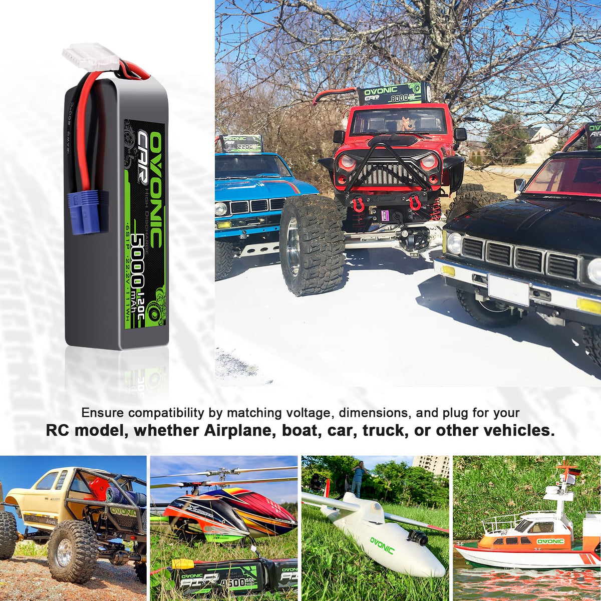 OVONIC 6S LiPo battery wrapped securely for transport and protection.