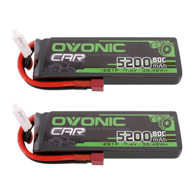 OVONIC 7.4V 2S LiPo battery in soft case with Dean plug for 1/10 RC cars