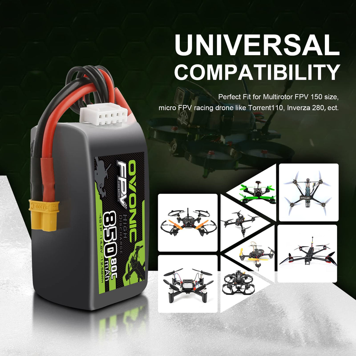 OVONIC 80C 850mAh weight 98g for balance