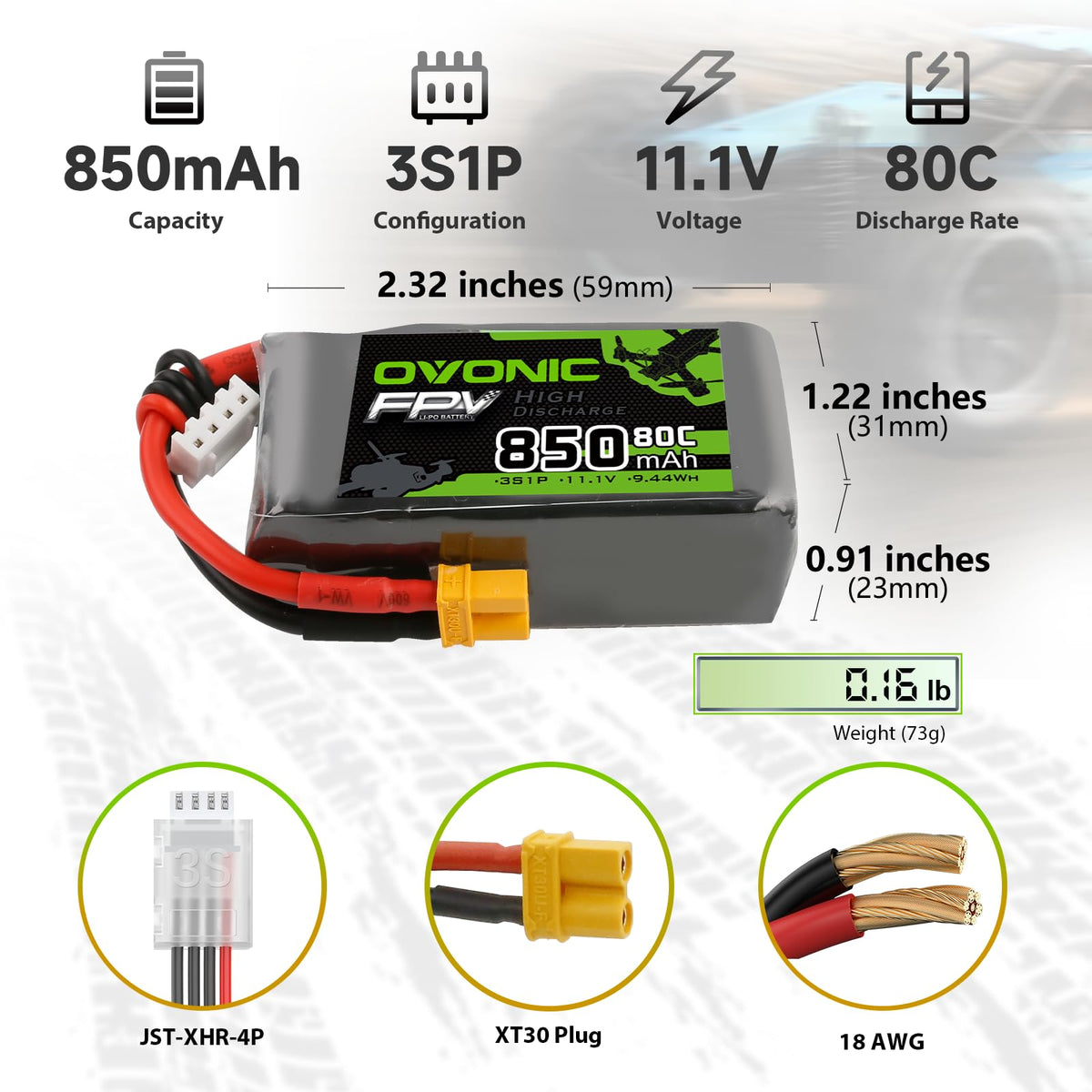 OVONIC battery soft case protects cells during outdoor flights.