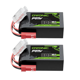 OVONIC 11.1V 800mAh LiPo battery with JST plug for RC models.