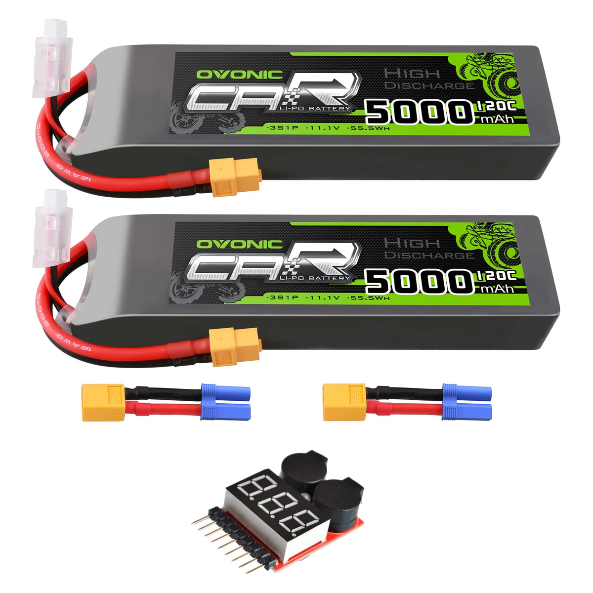 OVONIC hard case battery with EC5 plug for steady power in RC cars.