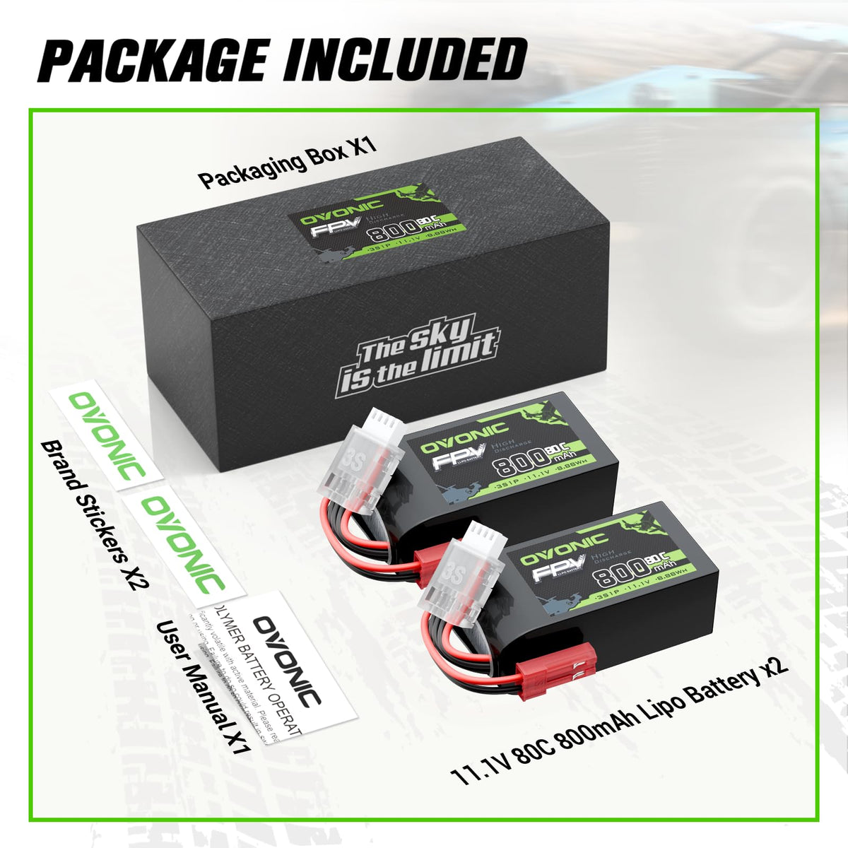 OVONIC JST plug connector for secure, quick connections.