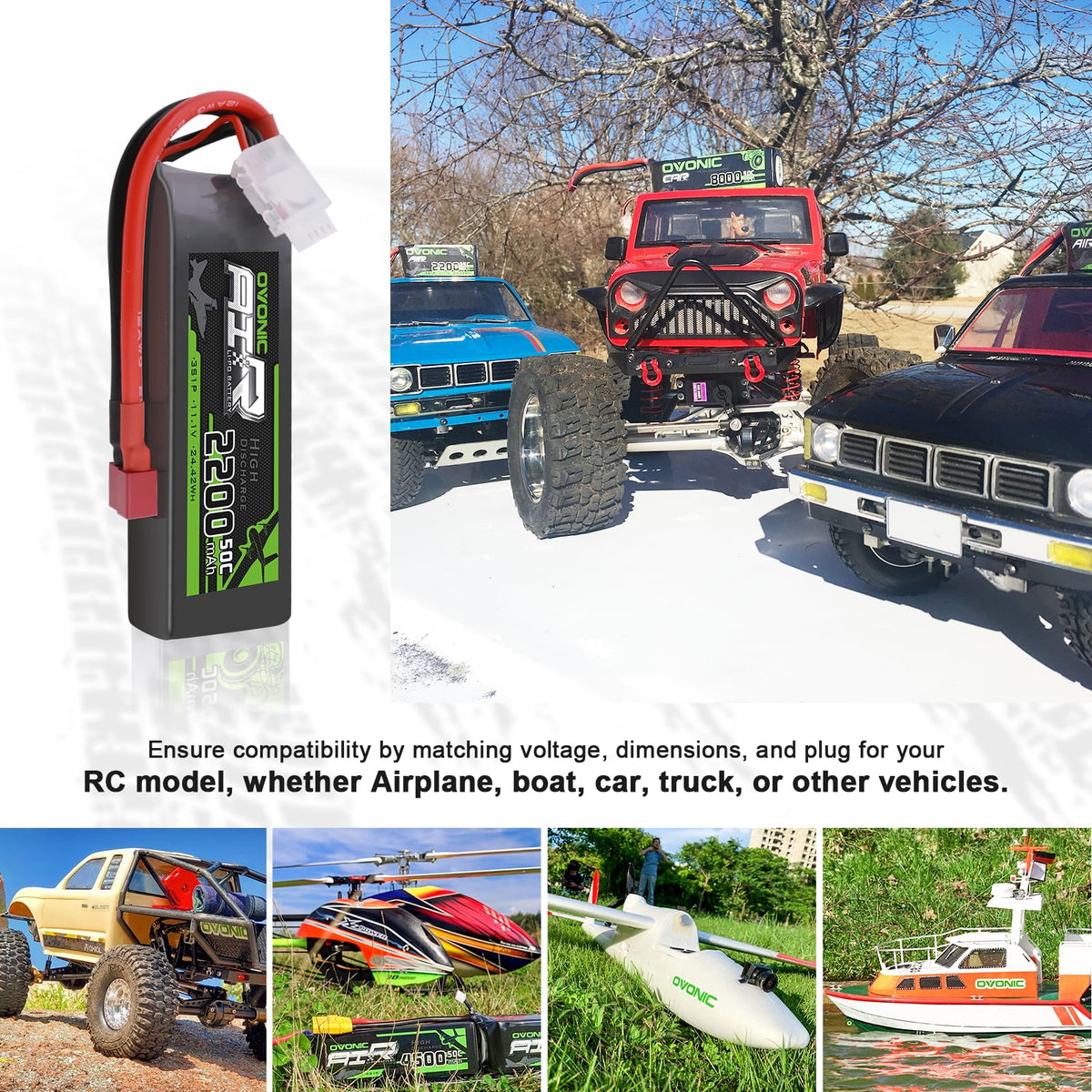 OVONIC battery weight 179 g supports balanced flight in RC models