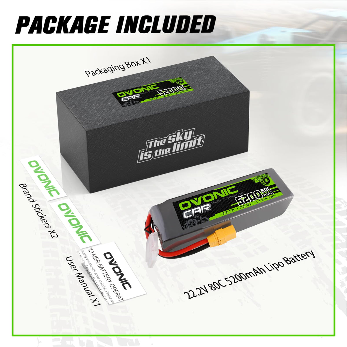 OVONIC brand stickers and user manual included
