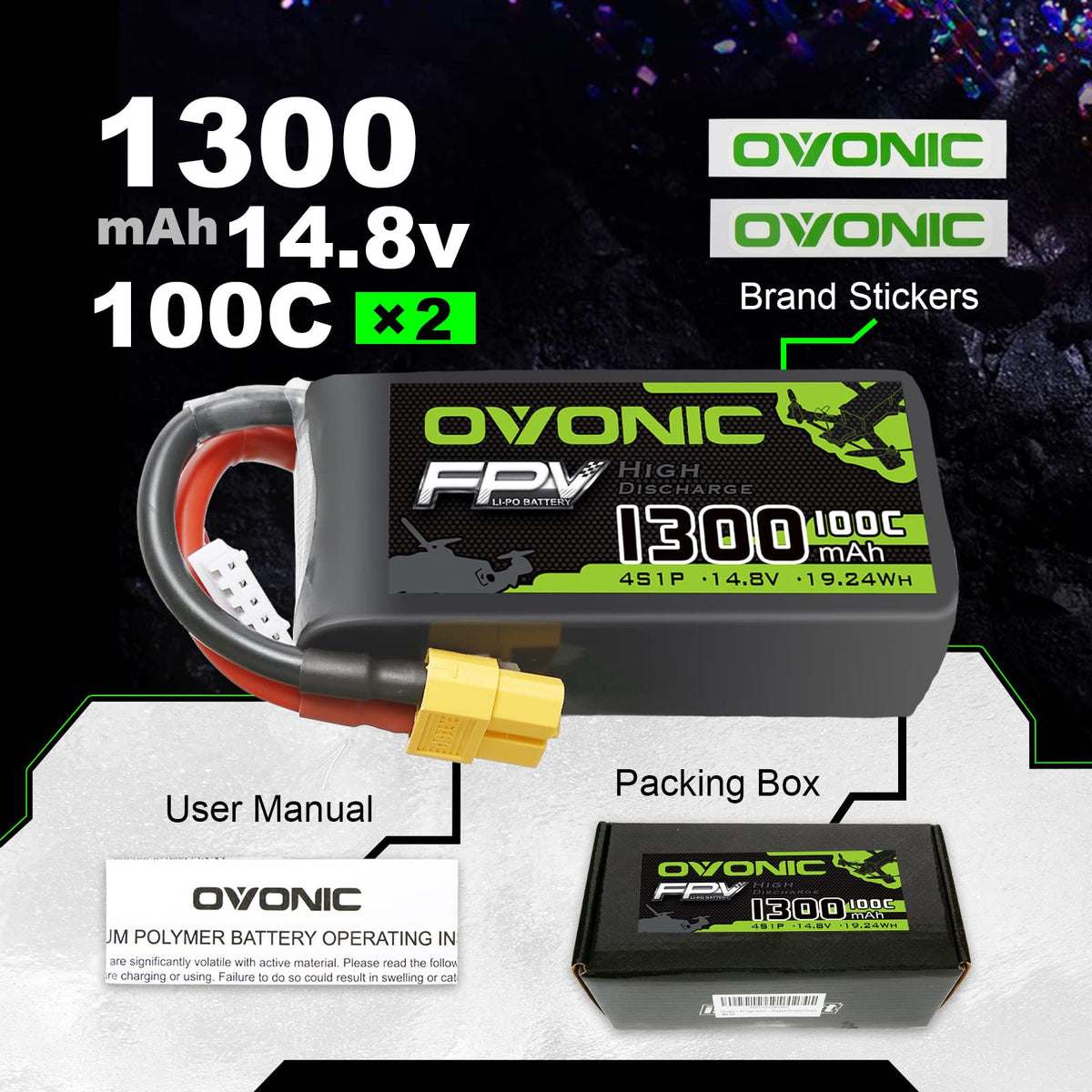 OVONIC dedicated charger recommended for safe, optimized LiPo charging.