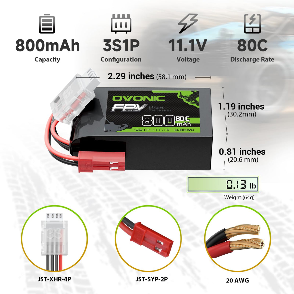 OVONIC dual-pack battery set ready for extended RC sessions.