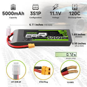 OVONIC EC5 plug close-up on high‑drain LiPo connection.