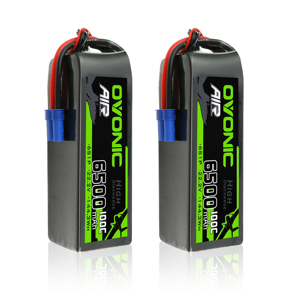 OVONIC Lipo 6500mAh 100C 22.2V 6S front view for long‑lasting RC power
