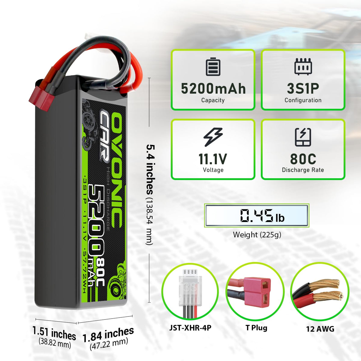 OVONIC 80C discharge enables strong acceleration for racing RC cars and boats