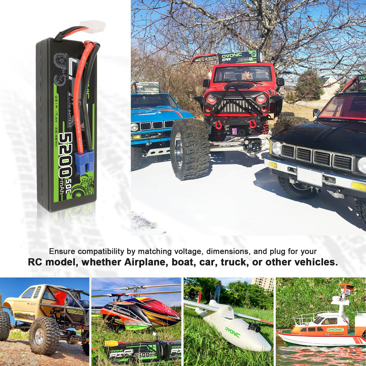 OVONIC Lipo Battery in RC aircraft applications for stable performance.