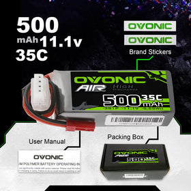 OVONIC two-pack LiPo battery set stored in a soft case for safe transport.