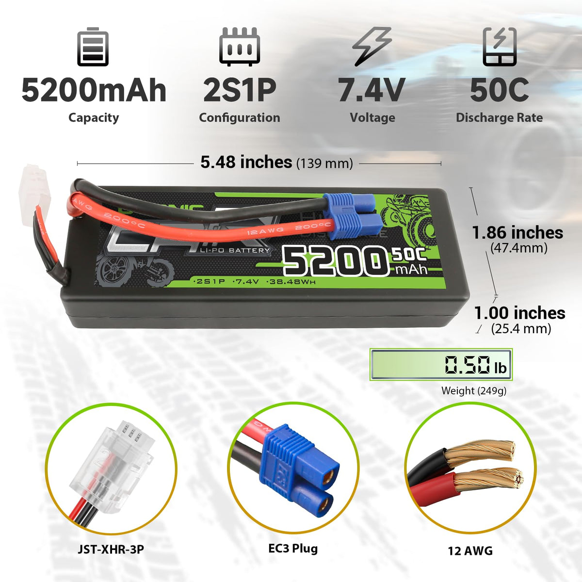 OVONIC Lipo Battery two-pack with voltage checker for easy monitoring.