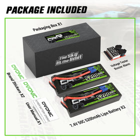 OVONIC Lipo Voltage Checker included with batteries.