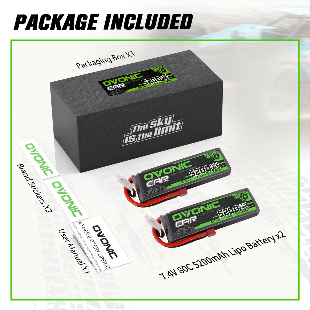 OVONIC two-pack packaging with stickers and manual