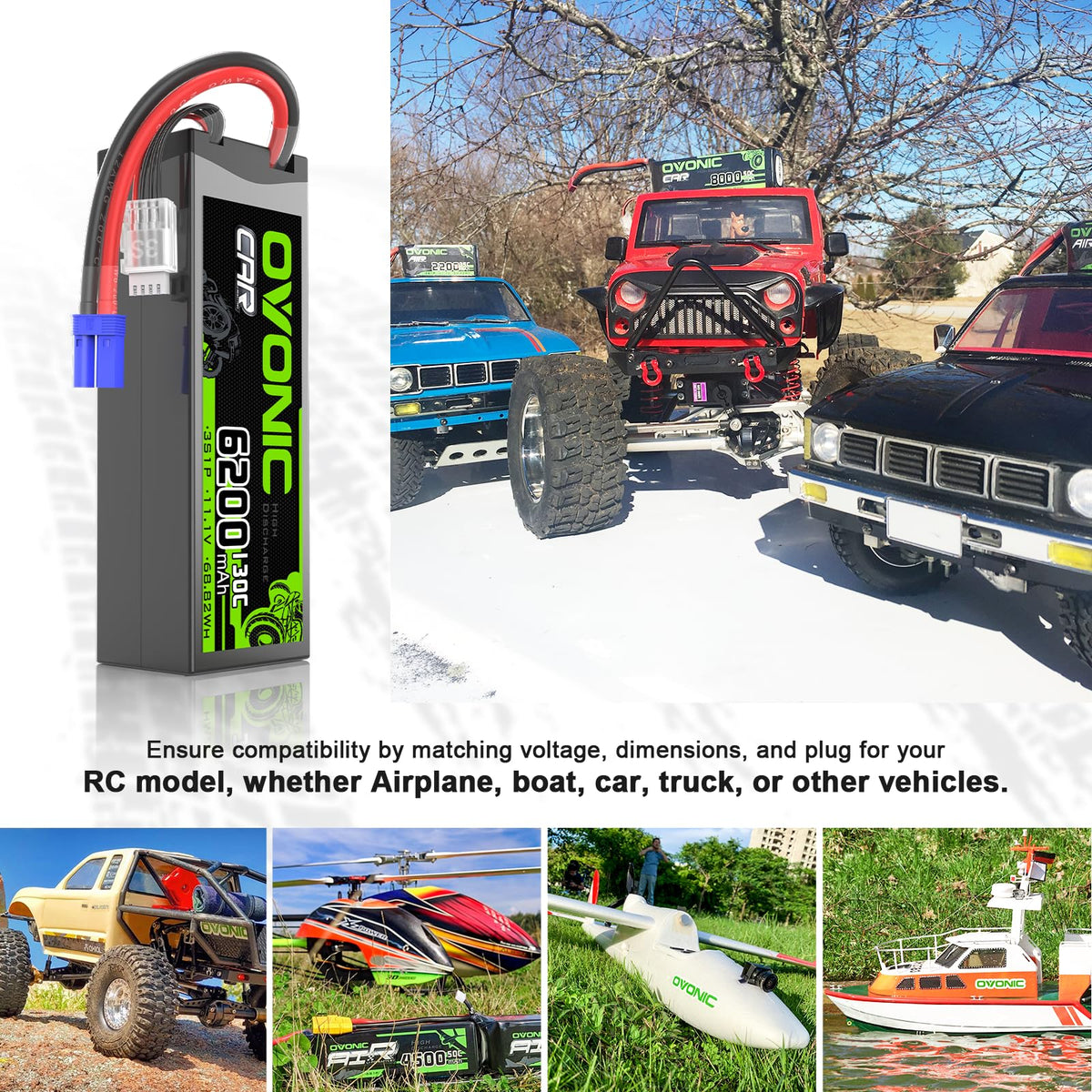 OVONIC 3S LiPo powering an RC car for longer sessions.