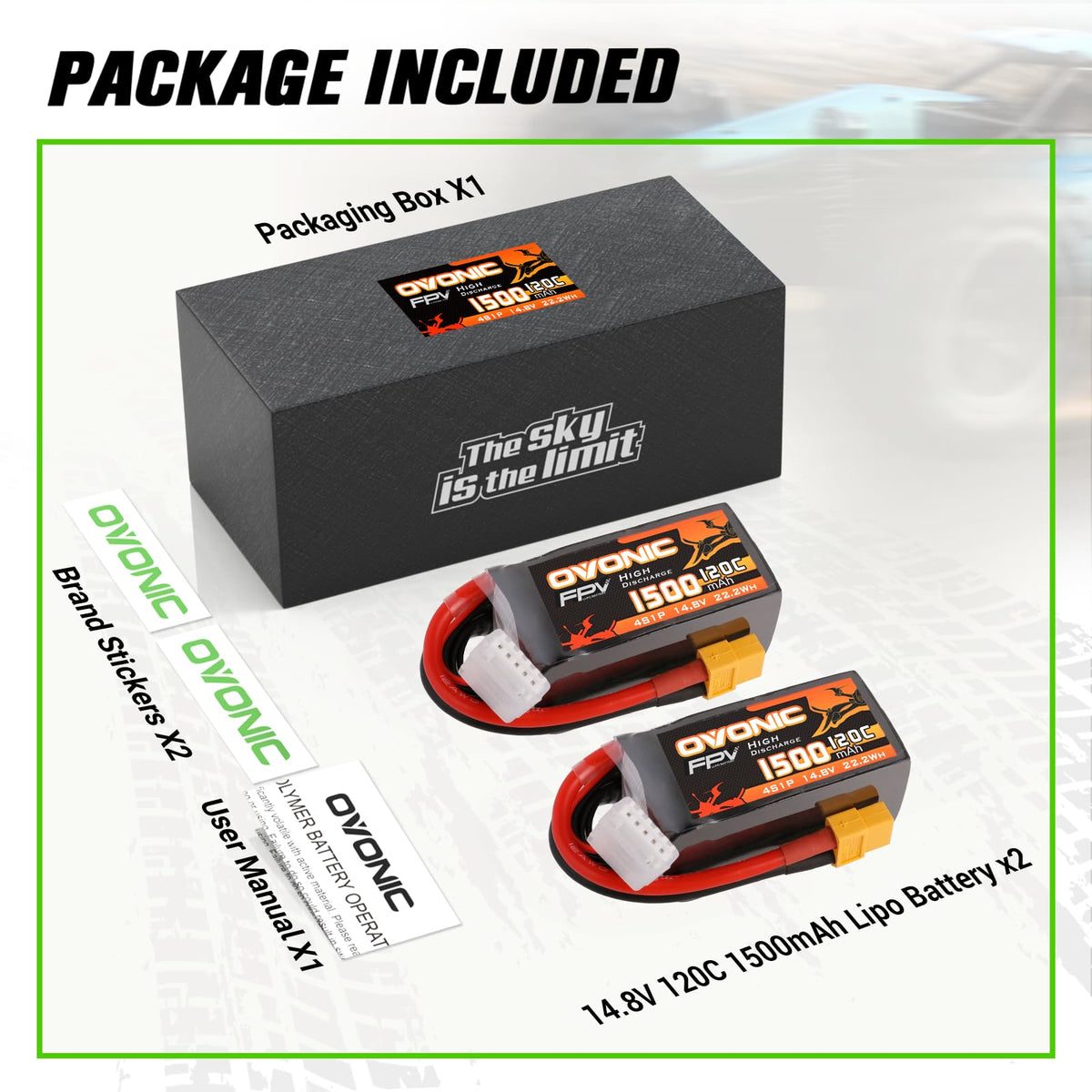 OVONIC 2-pack includes stickers and manual for quick setup