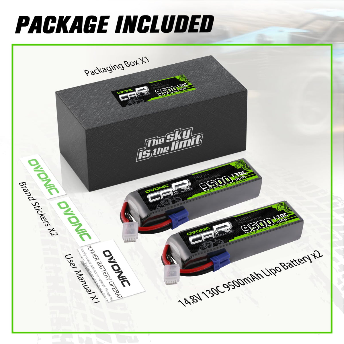 OVONIC soft case included for safe storage and transport of batteries