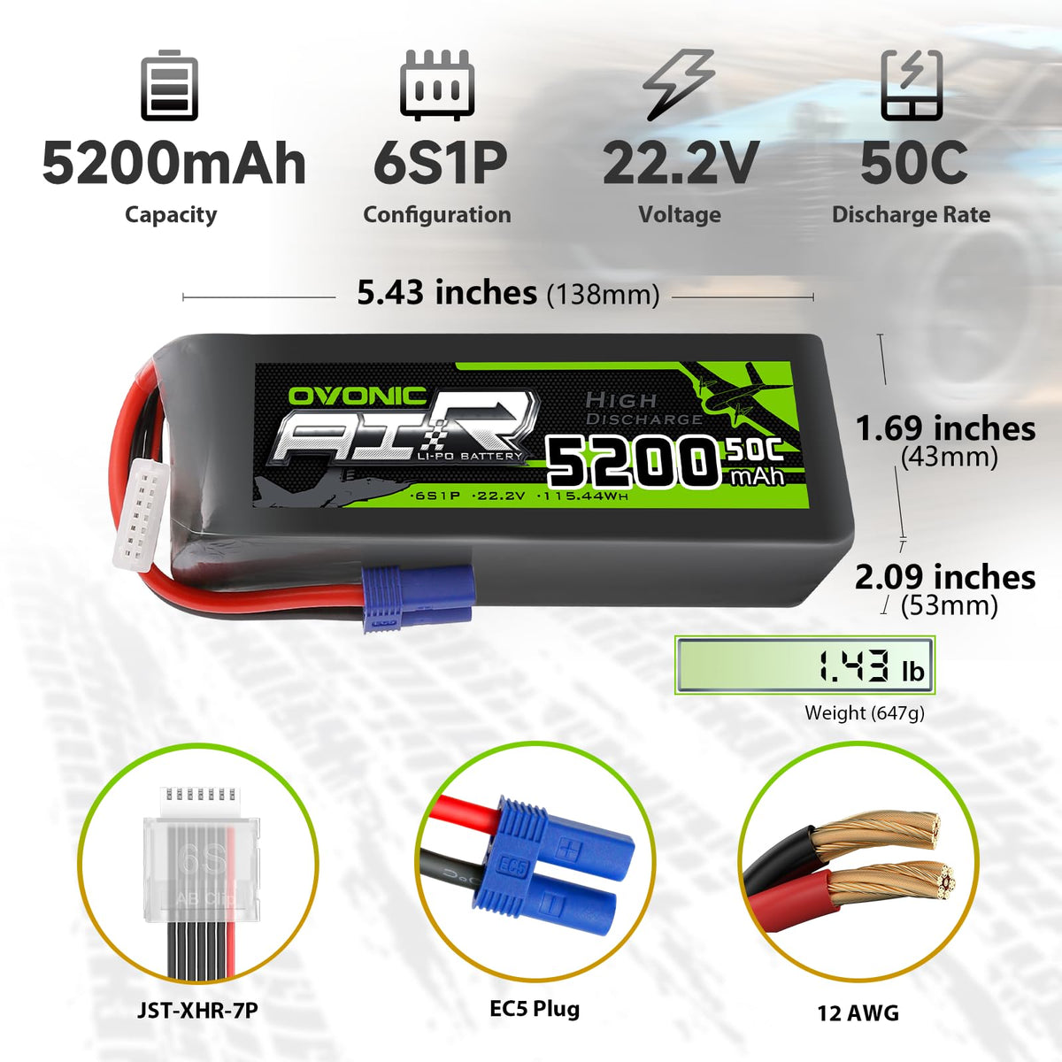 Two-pack OVONIC LiPo batteries ready for quick field swaps.