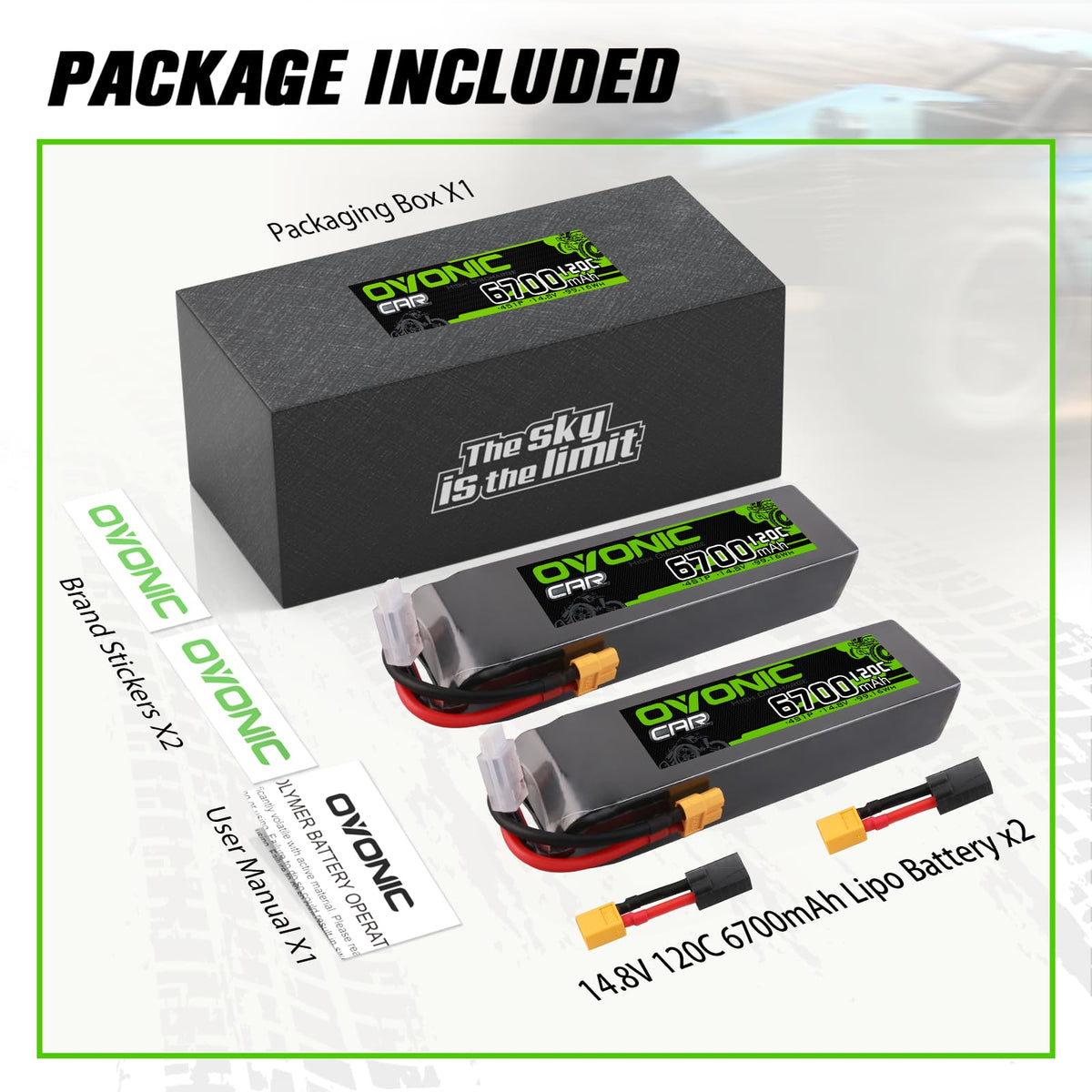 OVONIC XT60/TRX plug compatible battery ideal for RC hobby models