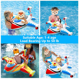 OVV baby pool float measures 43 by 39 inches for toddlers.