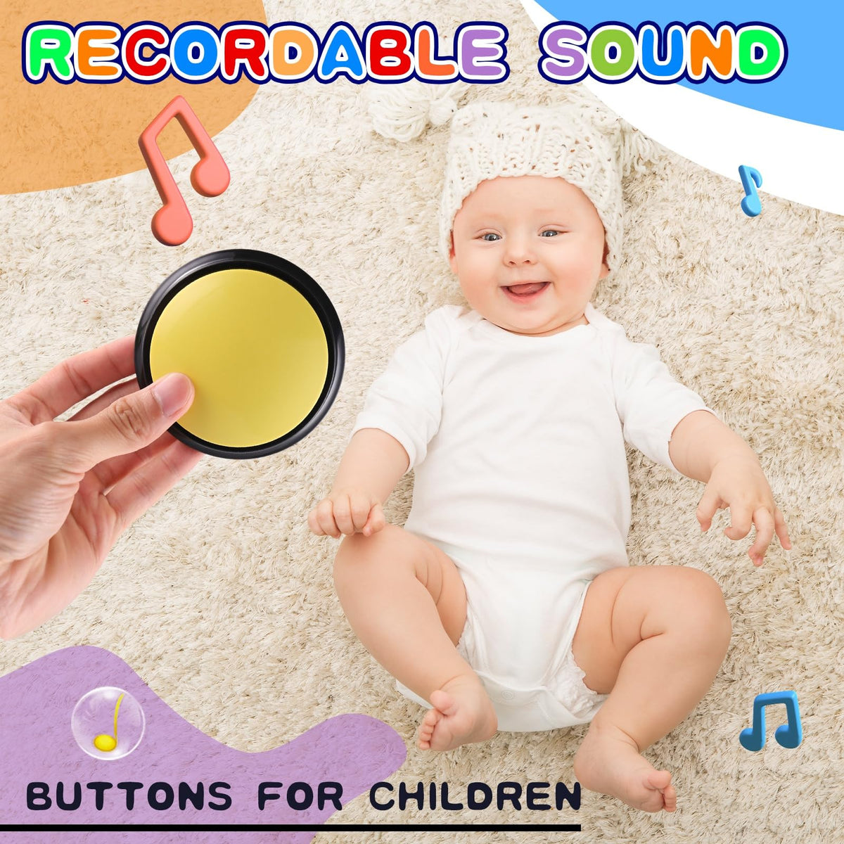 Ovveroche recordable buzzer purple button supports homeschooling activities.