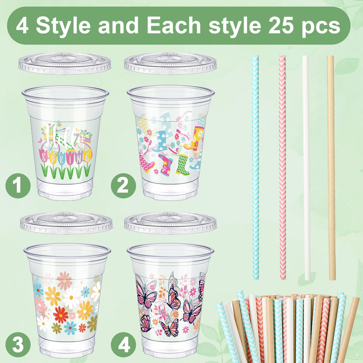 Ovveroche rain-boots-pattern cup for kids’ drinks at spring parties