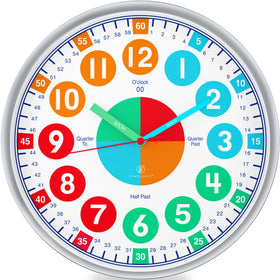 OWLCONIC kids clock: bright-numbered wall clock for time-telling practice.