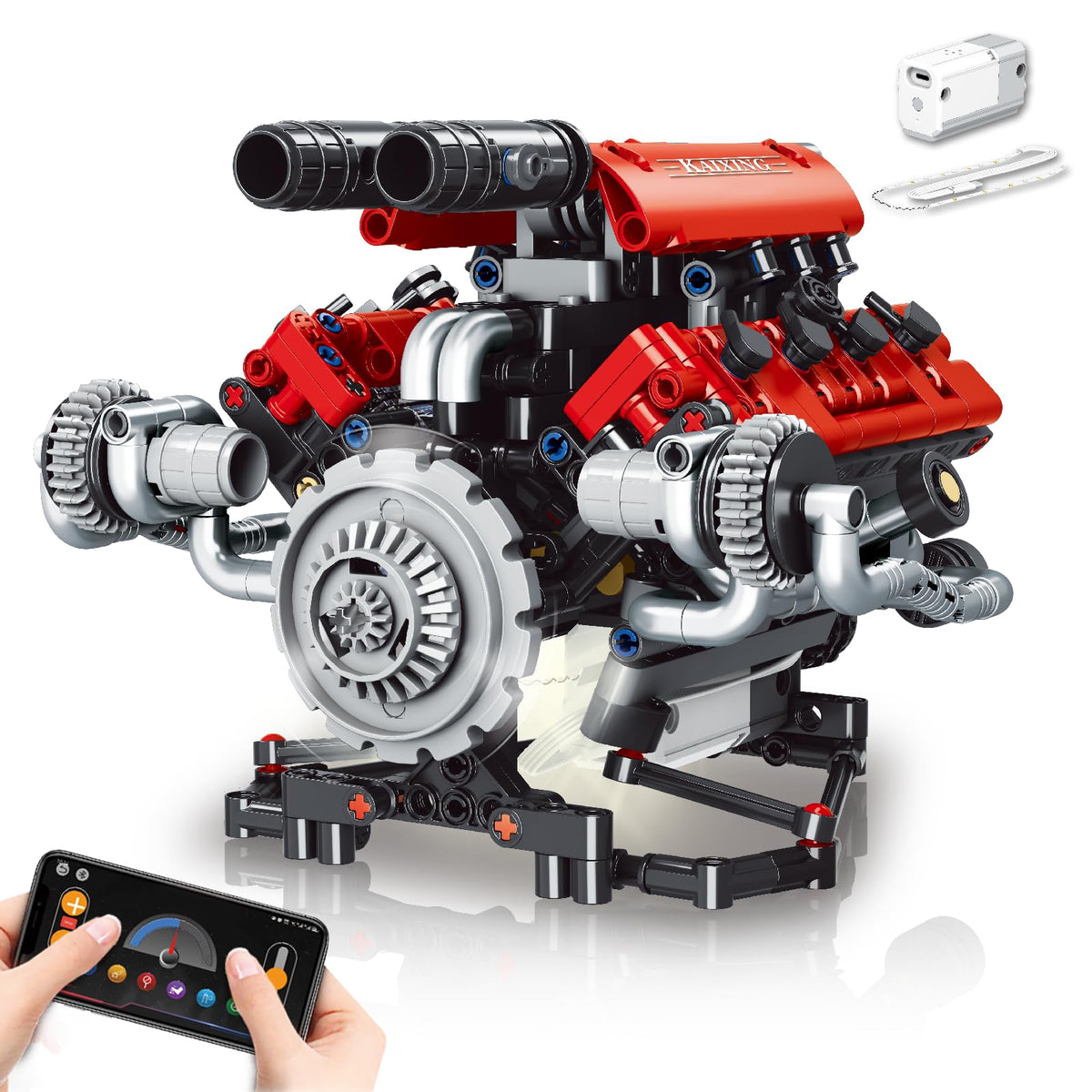OWNONE 1 V8 engine visible core showing piston movement for learning.