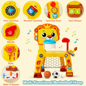OWNONE adjustable-height hoop grows with toddlers from 1 to 3 years.