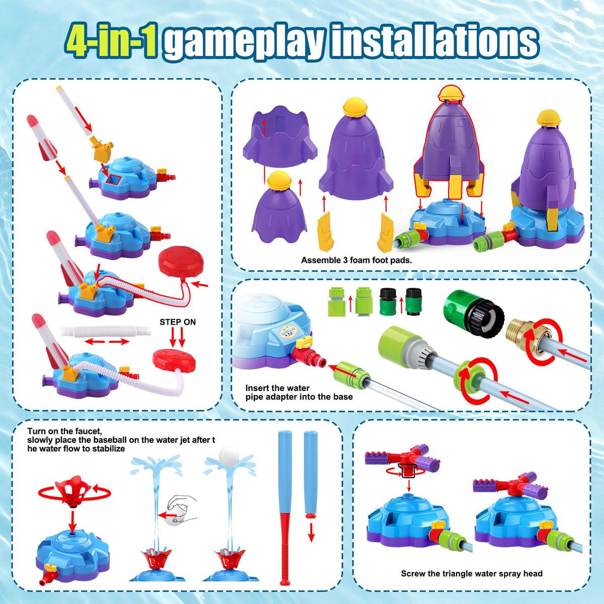 OWNONE all-in-one water game for kids ages 3-12 outdoors.
