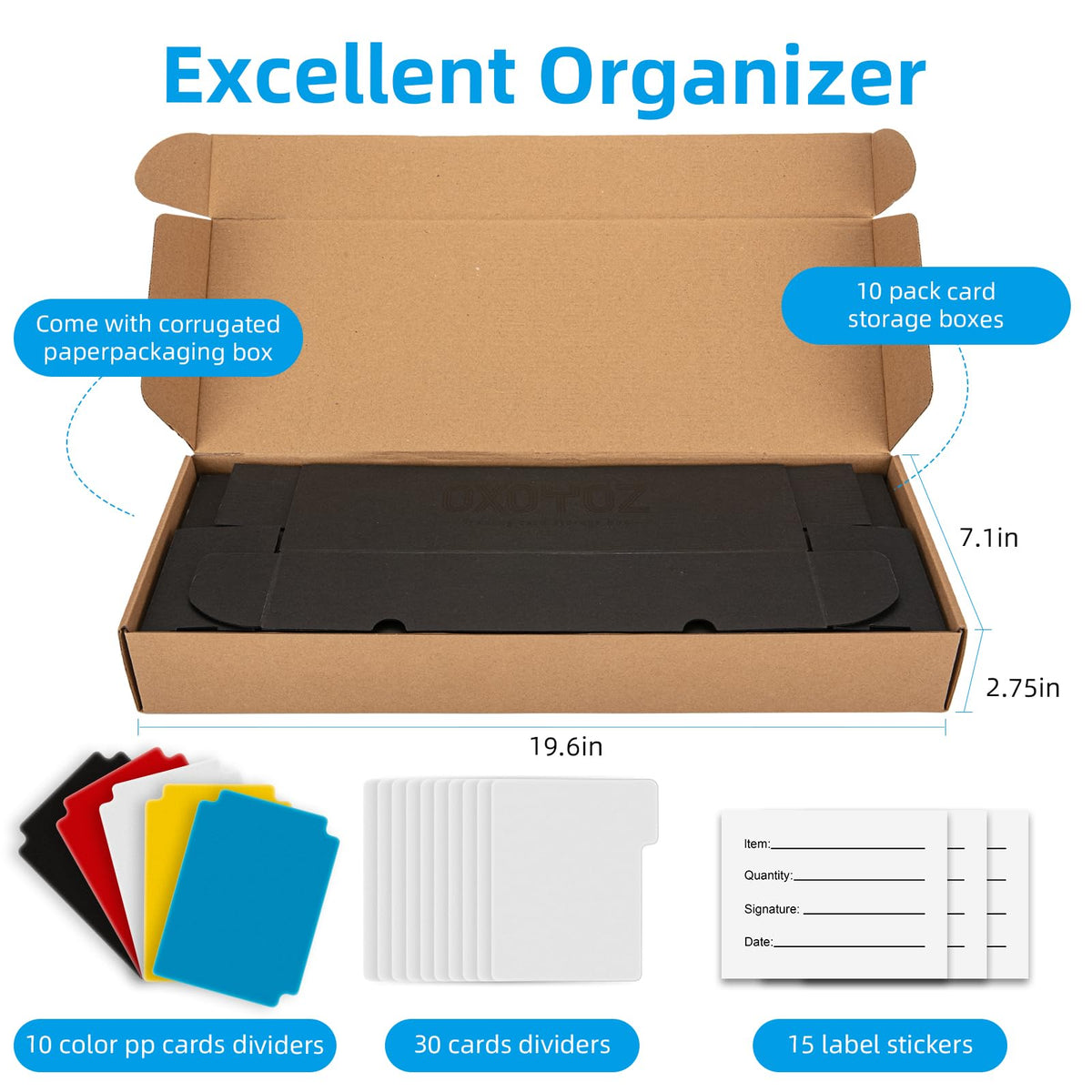 OXOYOZ Trading Card Storage Box folded for quick assembly and setup.