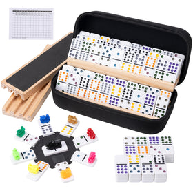 OZFRHO Mexican Train dominoes tiles arranged for quick play