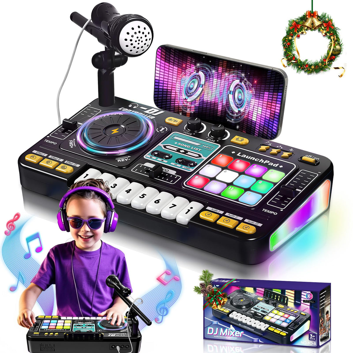 OZMI microphone with colorful lights for immersive DJ play