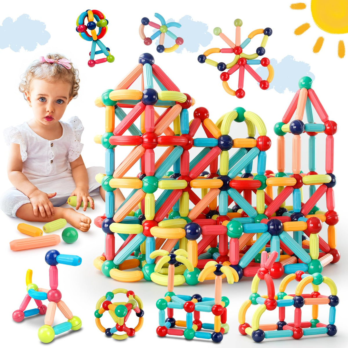 Paaxido 64PCS magnetic building blocks set for creative construction and STEM play.