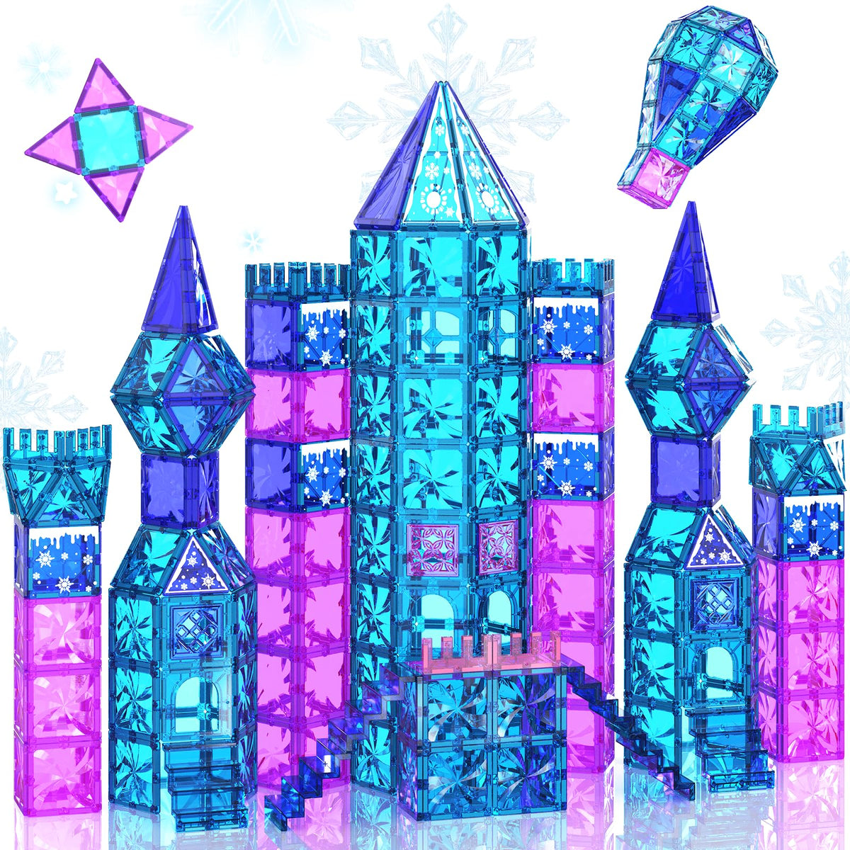 Paaxido Diamond Magnetic Tiles ice castle for kids sparks imaginative building and cooperative play.
