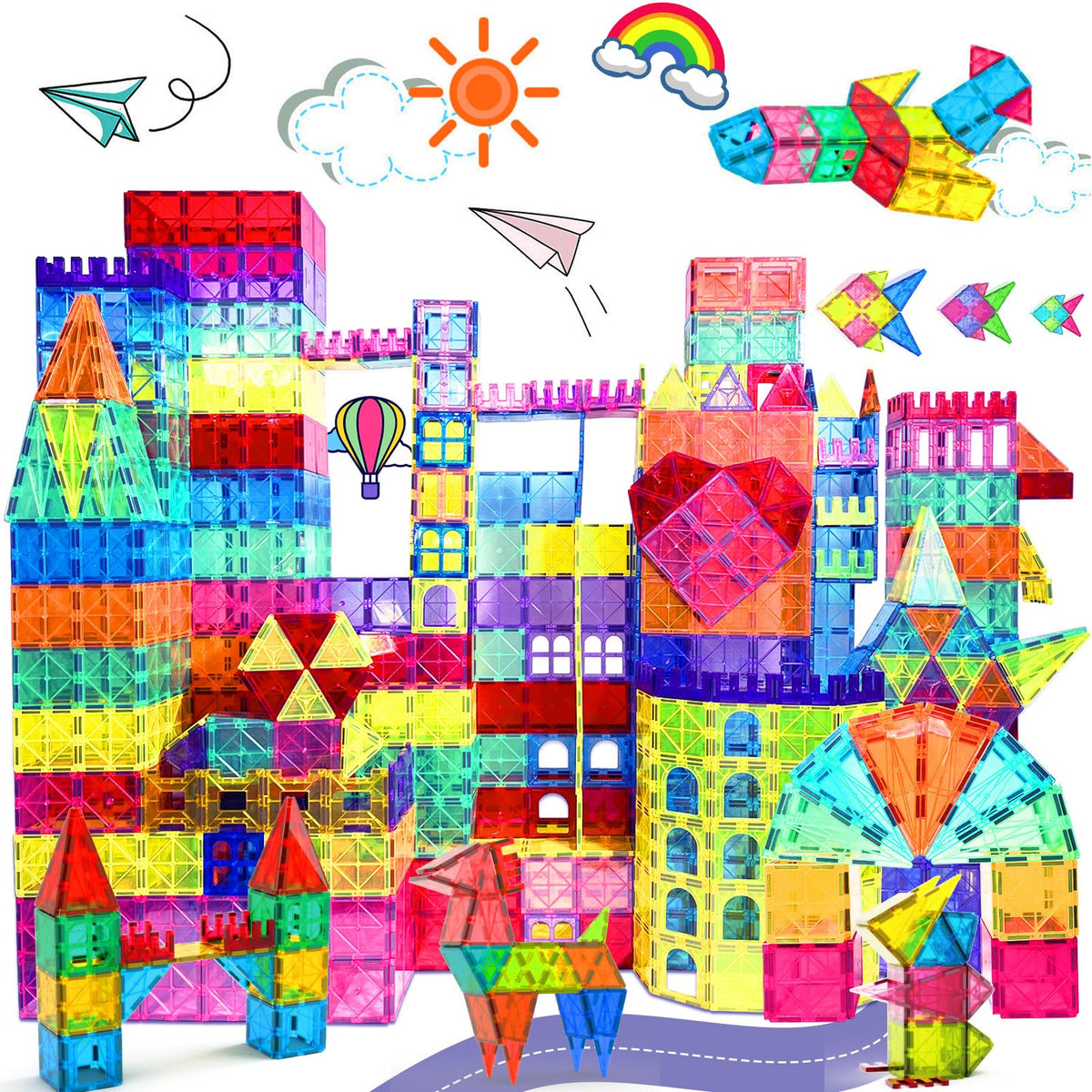 Paaxido magnetic tiles 100-piece kit for kids promotes imaginative building and STEM exploration.