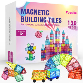 Paaxido magnetic tiles 130PCS layout promotes creative building and hands-on STEM exploration.