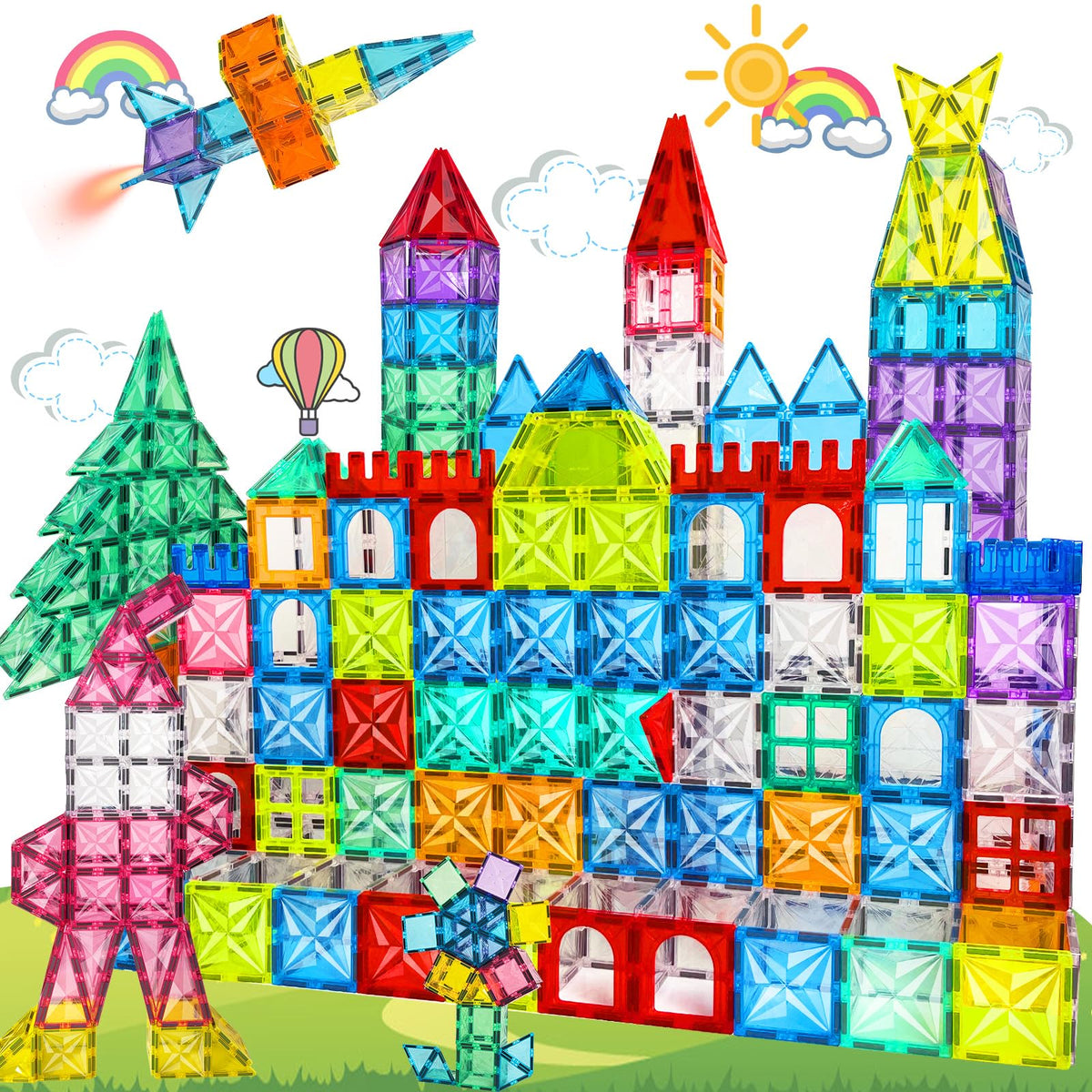 Paaxido magnetic tiles with 4D diamond shapes for creative building