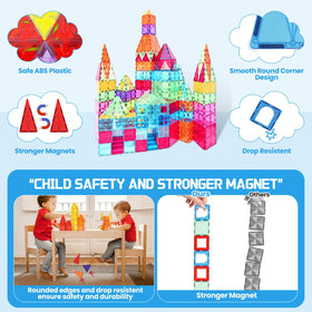 Paaxido magnetic tiles enable open-ended play and sensory learning experiences.
