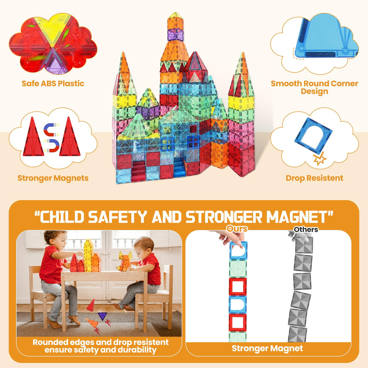 Paaxido Magnetic Tiles open-ended play invites endless construction and creativity.