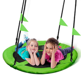 PACEARTH 40-inch saucer swing in green, ideal for backyard family fun.