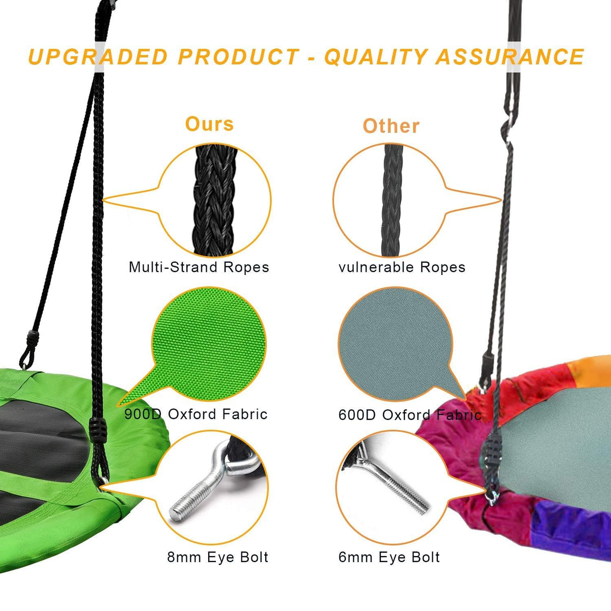 PACEARTH extra straps and carabiners simplify safe installation on sturdy branches.