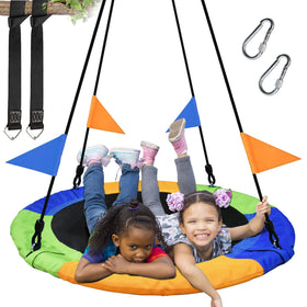PACEARTH 40-inch saucer swing seat in vibrant colors for safe backyard play