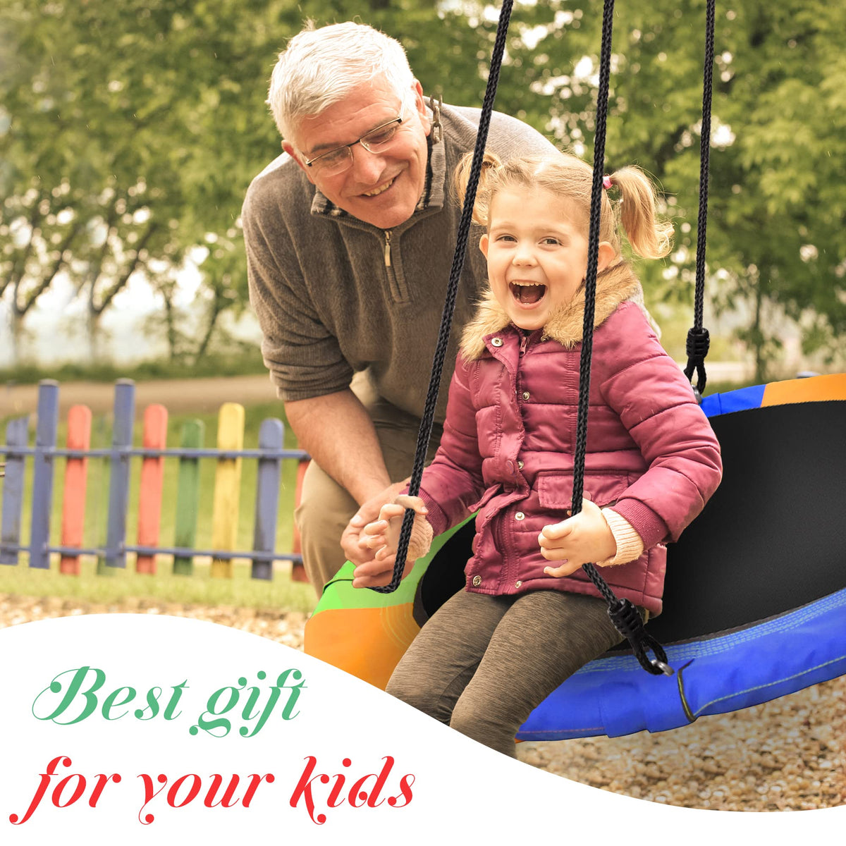 PACEARTH kids enjoy versatile backyard fun with this durable swing