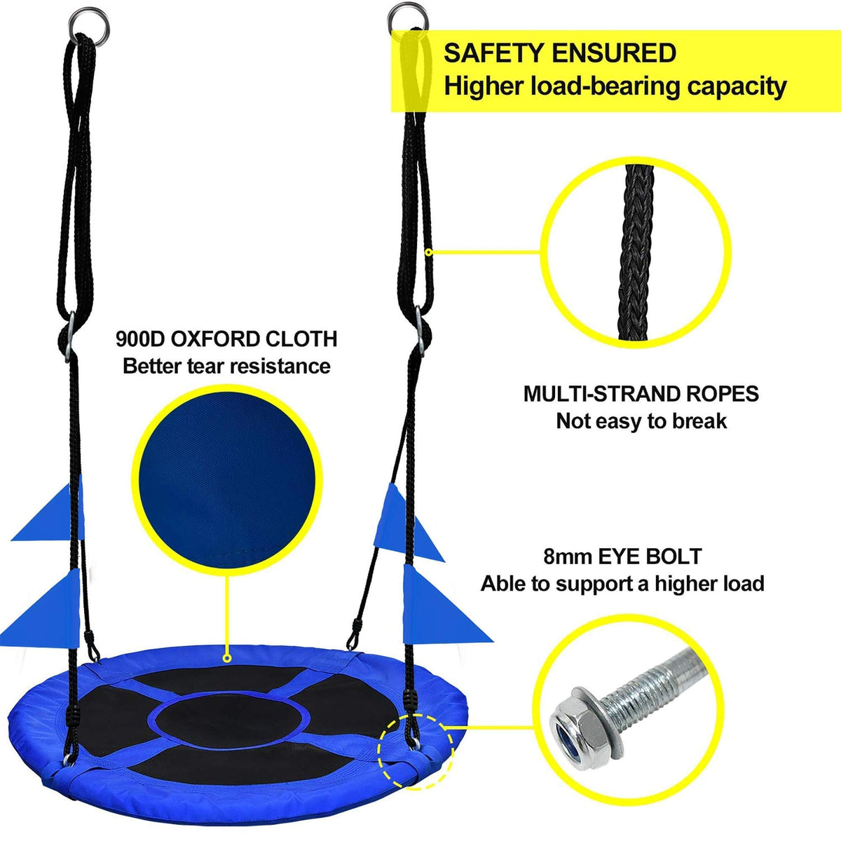 PACEARTH blue straps allow secure, easy mounting on tree limbs.