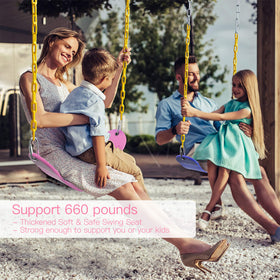 PACEARTH swing seat straps assembly highlights adjustable hanging length for trees or beams.