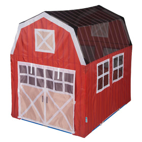 Pacific Play Tents Barnyard Playhouse tent front view invites imaginative indoor play for kids.