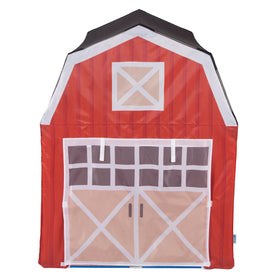 Pacific Play Tents Barnyard Playhouse interior with kids ready for cozy hideouts.