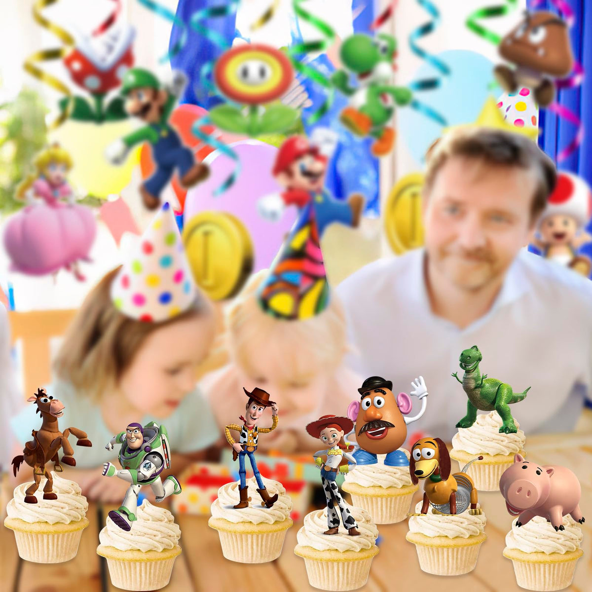 Packaged Toy Inspired Story Cupcake Toppers ready-to-use party accents